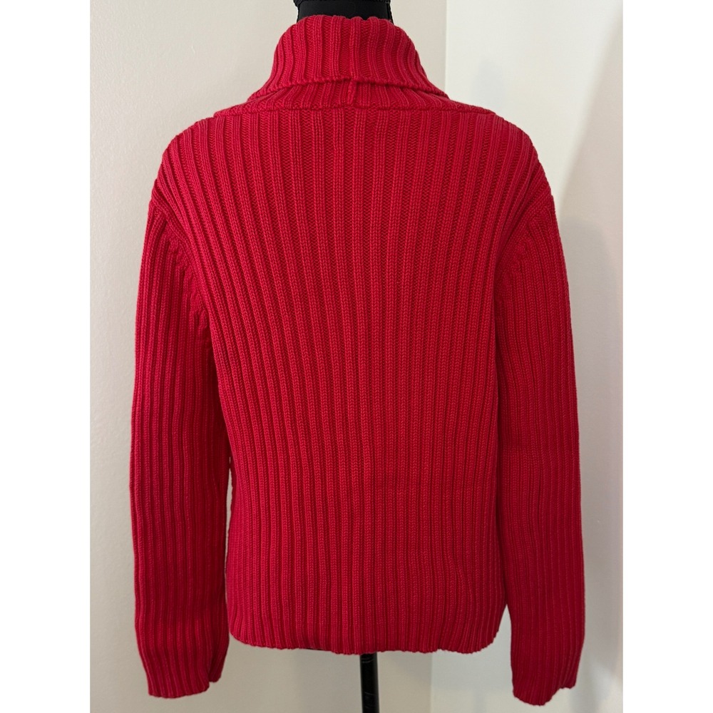 Chicos‎ Red Knit Shawl Collar Button Front Cardigan Sweater Size 2 - Picture 3 of 4